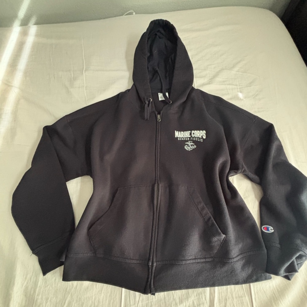Champion Black Marine Corps Hoodie